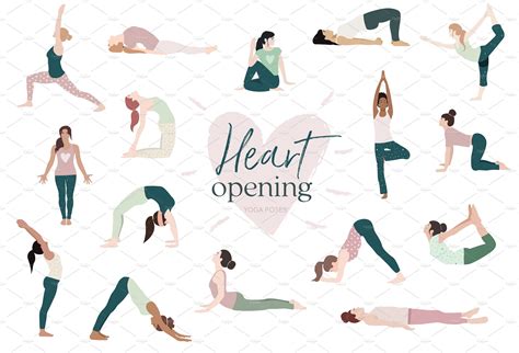 Heart opening yoga poses | Illustrations ~ Creative Market