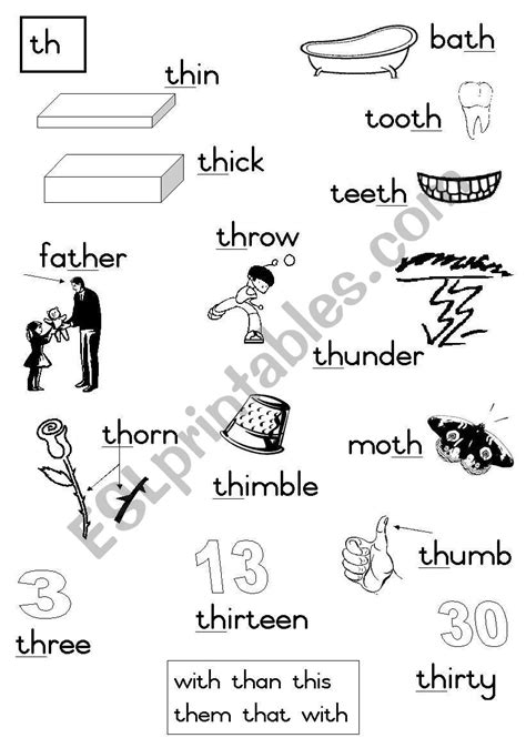 -th Consonant diagraph - ESL worksheet by Joeyb1