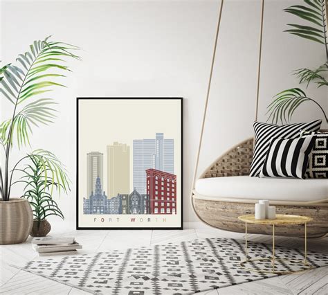 Fort Worth Skyline Poster Fine Art Print Landmarks Skyline - Etsy