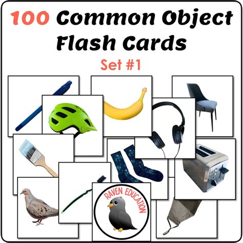 100 Common Objects Flash Cards - Etsy