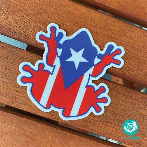 Puerto Rico Flag Coqui Sticker 2.33″ x 3.13″ | MamiWear.com