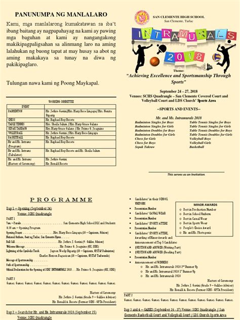 Mr. and Ms. Intrams Draft Program | PDF