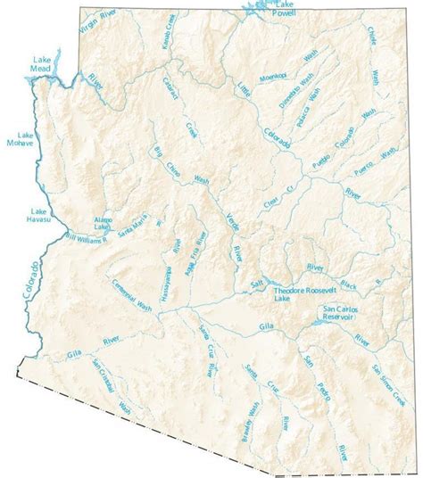 Arizona Lakes and Rivers Map - GIS Geography