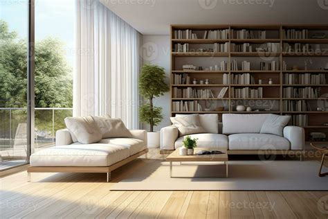 AI generated 3d rendered Minimal style Modern living room interior ...