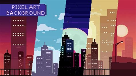 2D Pixel Art City Backgrounds Pack on Cubebrush.co | Pixel art, Pixel ...