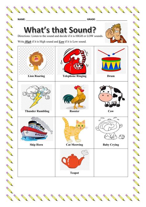 PITCH - HIGH and LOW Sounds interactive worksheet | 1st grade ...