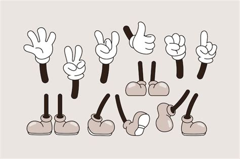 Free Vector | Hand drawn retro cartoon hand and feet illustration