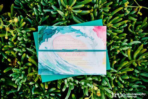 Custom Watercolor Beach Wedding Invitations by ALFIE Design