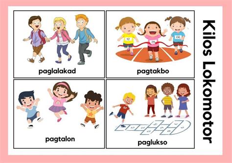 four different kinds of children with words in english and spanish on the same page, which includes