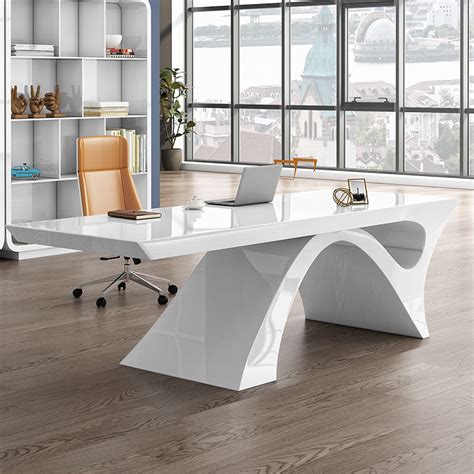 55" White Office Desk Rectangular Modern Computer Desk MDF