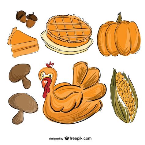 Free Vector | Thanksgiving food drawing