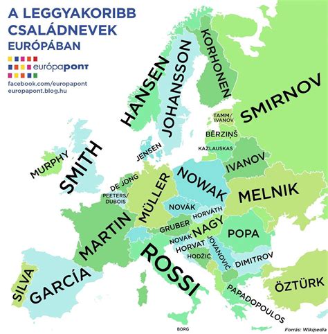 Most common surnames per country in Europe (click to get full lists for ...