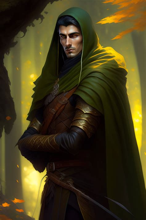 Lexica - Portrait of a young dark wood elf, male rogue, grim, with ...