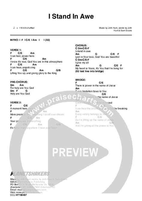 I Stand In Awe (Live) Chords PDF (Planetshakers) - PraiseCharts