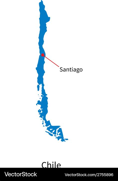 Detailed map of chile and capital city santiago Vector Image