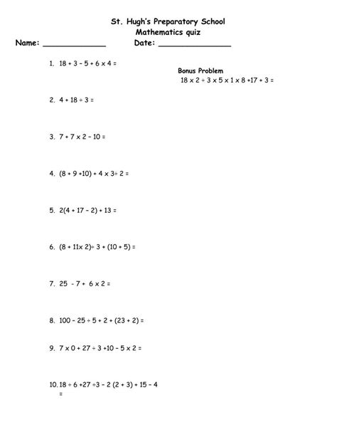 Grade 4 & 5 Order of Operations Worksheets by Slambo Resources worksheets library - Worksheets ...