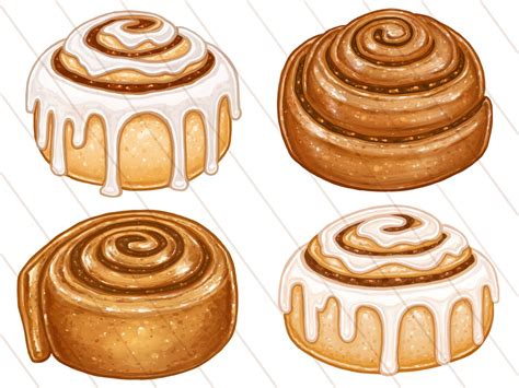 Cinnamon Rolls Clipart Digital Illustrations PNG - Etsy