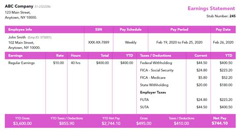 Salary Pay Stub Template