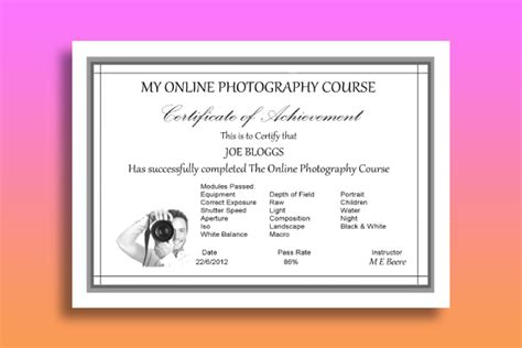 Photography Certificate - 12+ Examples, Illustrator, Design, Word, Pages, Photoshop, Publisher, PDF