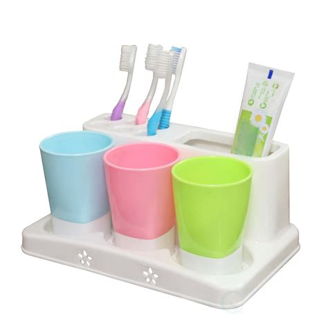 Basicwise Family Size Toothbrush and Toothpaste Holder with 3-Cups-QI003326 - The Home Depot