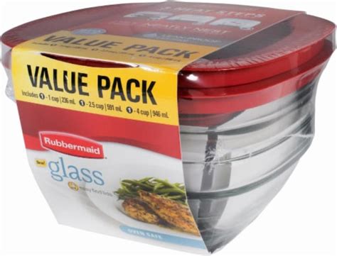 Rubbermaid Glass with Easy-Find Lids Food Storage Containers Value Set - Racer Red, 6 pc - Fred ...