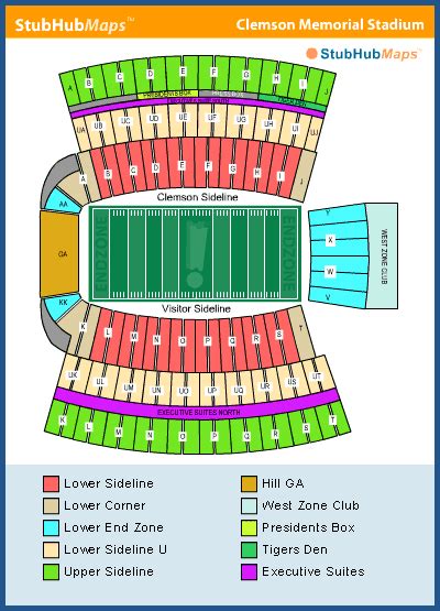 Clemson Tigers Football Stadium Seating Chart - Ponasa