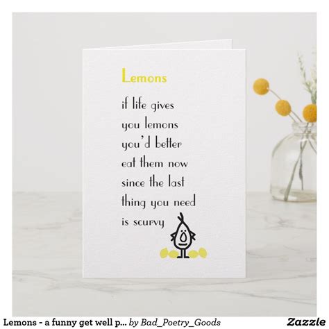 Lemons - a funny get well poem card | Zazzle