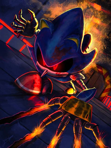 Download Angry Metal Sonic Art Wallpaper | Wallpapers.com