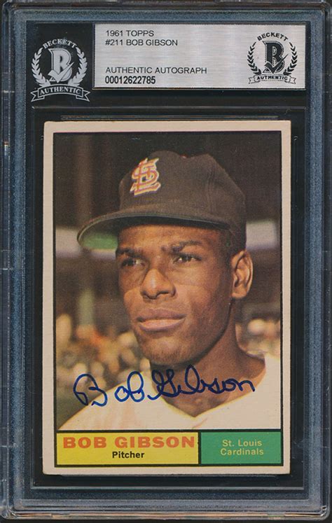 Bob Gibson Signed 1961 Topps #211 (BGS Encapsulated) | Pristine Auction