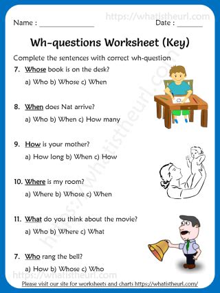 Wh Questions Worksheets for Grade 5 - Includes Key - Your Home Teacher