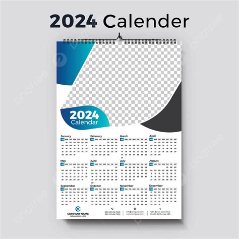 2024 Wall Calendar Template Vector Template Download on Pngtree