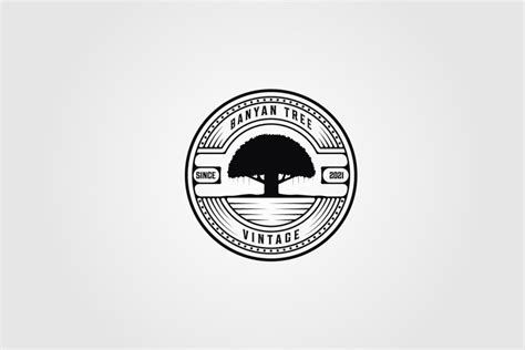 vintage banyan tree logo vintage vector illustration