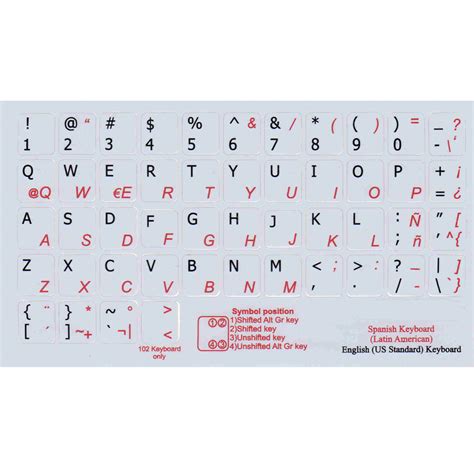 SPANISH LATIN AMERICAN-ENGLISH KEYBOARD STICKER GREY | Online-Welcome.com