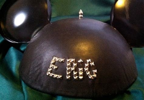 Leather Mickey Mouse Ears Customized and Personalized With Nickel Studded Name and Abstract ...