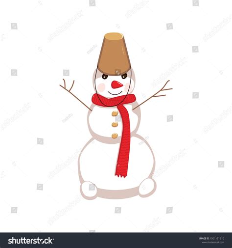 Snowman Vector Illustration On White Background Stock Vector (Royalty ...