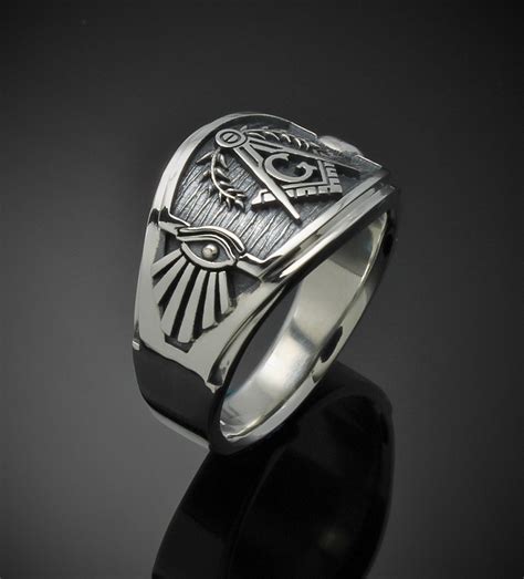 Masonic Ring for Men in Sterling Silver ~ Cigar Band Style 027es - ProLine Designs