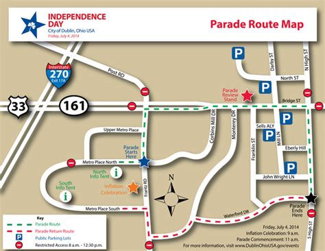 Independence Day Parade Route Map & Road Closures - Dublin, Ohio, USA