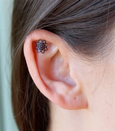 Flower Ear Tattoos Temporary by EARinkFun on Etsy | Ohr tattoo, Tattoo hals, Tattoos frauen