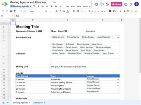 Meeting Agenda Template | Free Spreadsheet.com Templates