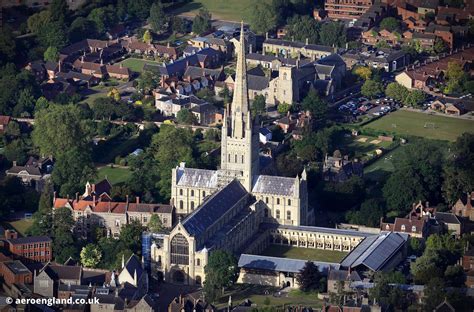 aeroengland | aerial photograph of Norwich Cathedral , Norfolk, England UK