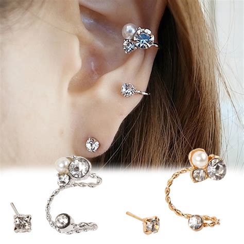 Shine Jewelry Accessories Glisten Full Rhinestone Earrings Silver Color Ear Clips 1 Pair EAR ...
