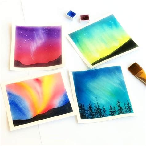 Northern lights in watercolor | Skillshare Student Project