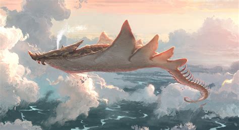 Wallpaper : Jim Moore, digital art, fantasy art, river, clouds, birds, flying, whale 3840x2097 ...