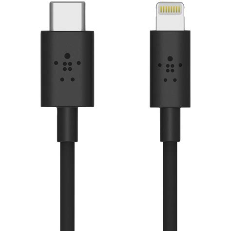 Belkin F8J239bt04-BLK BOOST?CHARGE USB-C Cable with Lightning Connector (Black) - Walmart.com