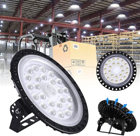 LED High Bay Light 100W, 10000LM UFO LED High Bay Light, 6000K High Bay LED Lights, IP54 ...