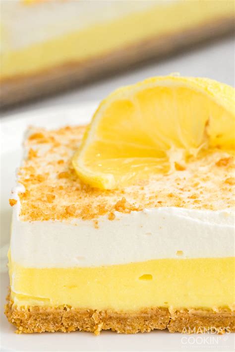 Lemon Cream Cheese Pudding Dessert - Amanda's Cookin' - One Pan