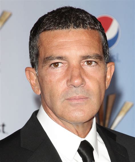 Antonio Banderas Short Straight Dark Grey Hairstyle