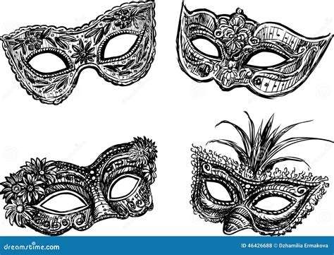 Masquerade masks stock vector. Illustration of hand, performance - 46426688