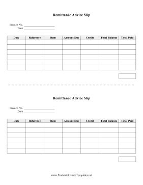 Remittance Advice Slip Template