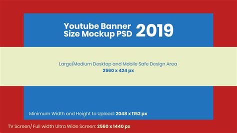 Free YouTube Banner Size Mockup 2019 & Design Template PSD For Reference - Designbolts